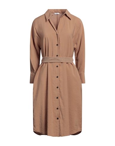 Peserico Woman Midi Dress Camel Size 6 Modal, Polyester In Beige
