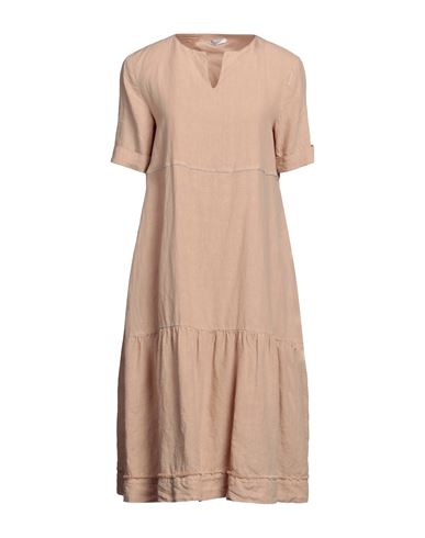 Peserico Woman Midi Dress Beige Size 10 Linen, Cotton