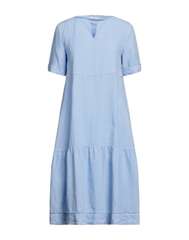 Peserico Woman Midi Dress Sky Blue Size 6 Linen, Cotton