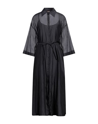 Peserico Woman Maxi Dress Steel Grey Size 8 Cotton, Silk