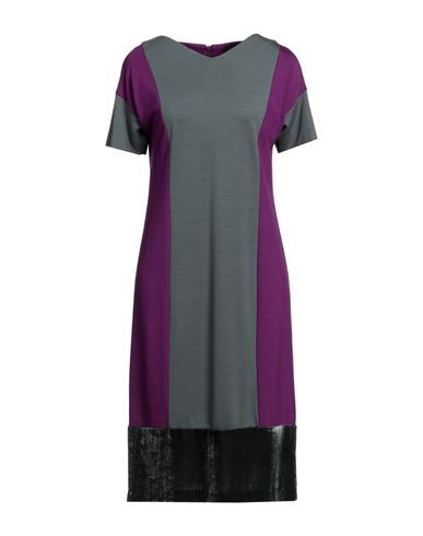 Etro Woman Midi Dress Dark Purple Size 10 Wool, Viscose, Silk