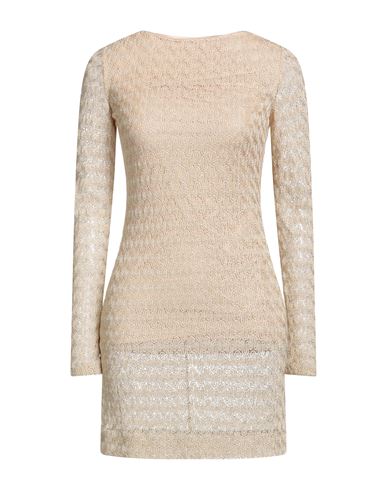 Shop Missoni Woman Mini Dress Beige Size 6 Viscose, Cupro, Polyester
