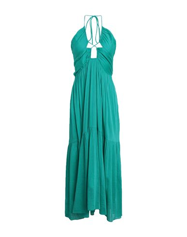 Shop Isabel Marant Woman Maxi Dress Emerald Green Size 6 Cotton, Silk