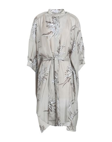 Shop Brunello Cucinelli Woman Midi Dress Dove Grey Size M Silk