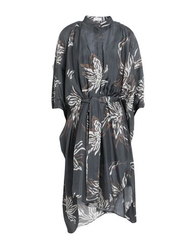 Shop Brunello Cucinelli Woman Midi Dress Lead Size M Silk In Grey