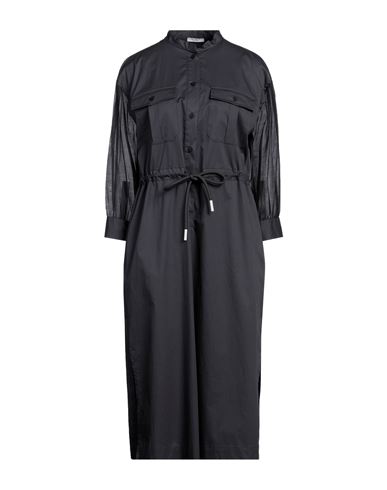 Peserico Woman Midi Dress Lead Size 10 Cotton, Elastane, Silk In Grey