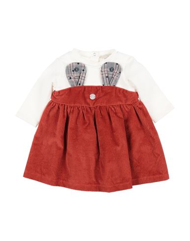 Shop Lalalù Newborn Girl Baby Dress Rust Size 3 Cotton, Elastane In Red