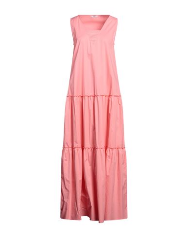 Peserico Woman Maxi Dress Salmon Pink Size 6 Cotton, Elastane
