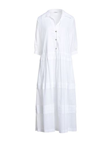 Peserico Woman Midi Dress White Size 6 Cotton In White