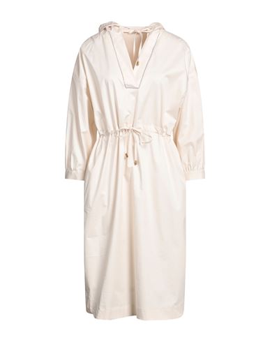 Peserico Woman Midi Dress Beige Size 6 Cotton, Elastane In White