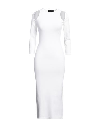 Dsquared2 Woman Midi Dress White Size L Viscose, Polyester