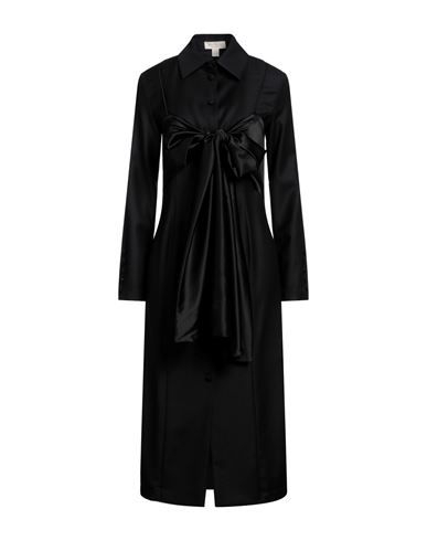 Materiel Cut Out-detail Belted Wool Dress In Black