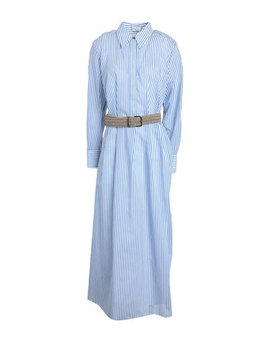 Shop Brunello Cucinelli Woman Maxi Dress Blue Size L Cotton, Silk
