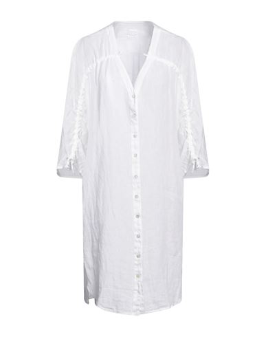 120% Lino Woman Midi Dress White Size 12 Linen
