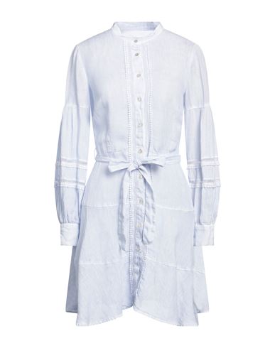 120% Lino Woman Mini Dress Sky Blue Size 6 Linen