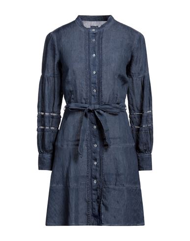 120% Lino Woman Mini Dress Navy Blue Size 12 Linen