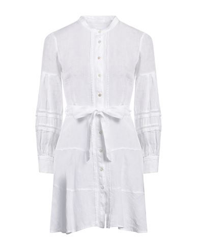 120% Lino Woman Mini Dress White Size 12 Linen