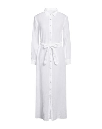 120% Lino Woman Maxi Dress White Size 12 Linen