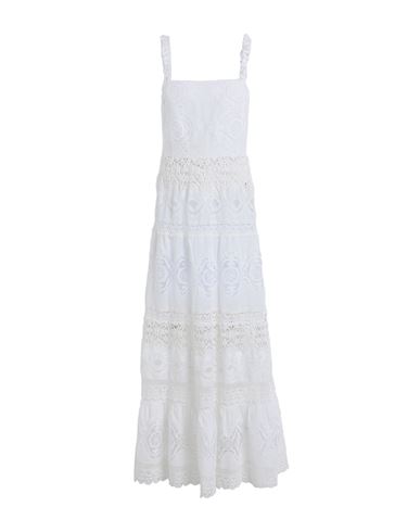 Shop Alice And Olivia Alice + Olivia Woman Maxi Dress White Size 6 Linen, Cotton