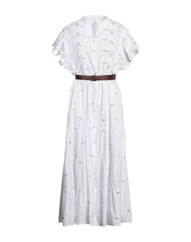 Tensione In Woman Maxi Dress White Size M Cotton, Polyester