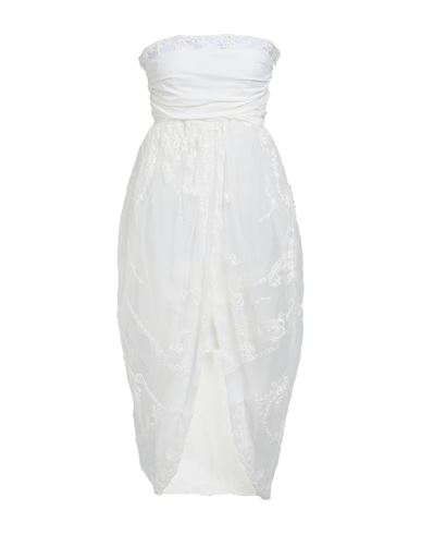 Philosophy Di Lorenzo Serafini Woman Midi Dress Ivory Size 8 Cotton, Polyamide, Polyester, Elastane In White