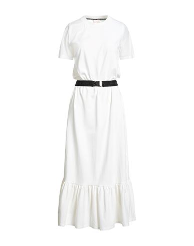 Liu •jo Woman Midi Dress Ivory Size S Cotton, Elastane, Polyester In White
