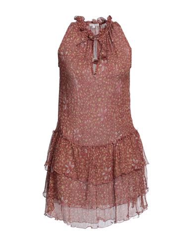 Poupette St Barth Woman Mini Dress Brick Red Size L Silk