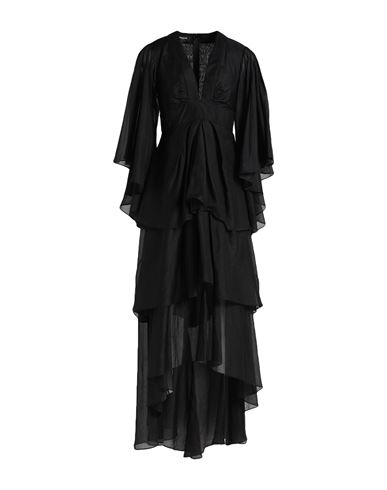 Shop Rochas Woman Midi Dress Black Size 6 Cotton, Silk