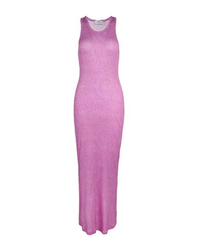 Etro Woman Maxi Dress Pink Size 6 Viscose, Metallic Fiber, Elastane