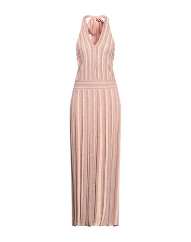 D-exterior D. Exterior Woman Maxi Dress Blush Size M Viscose, Polyamide, Polyester, Metallic Polyester, Elastan In Pink