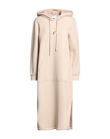 Brand Unique Woman Midi Dress Beige Size 3 Cotton, Polyester In Brown