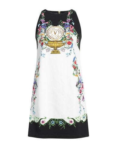 Versace Jeans Couture Woman Mini Dress White Size 4 Cotton, Elastane