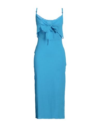 Shop Patou Woman Midi Dress Azure Size 6 Cotton In Blue
