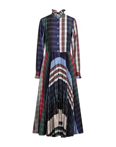 Sara Roka Woman Maxi Dress Navy Blue Size 10 Virgin Wool, Polyester, Cotton