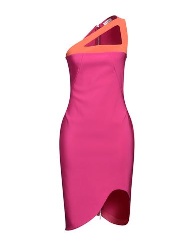 Mugler Woman Midi Dress Fuchsia Size 2 Viscose, Polyamide, Elastane, Polyester, Acetate In Pink