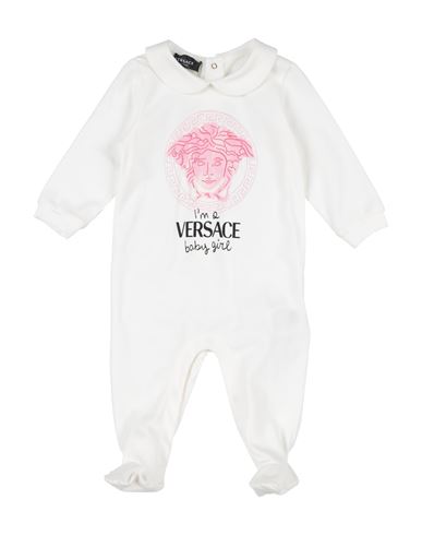 Shop Versace Young Newborn Girl Baby Jumpsuits & Overalls Off White Size 0 Cotton, Elastane
