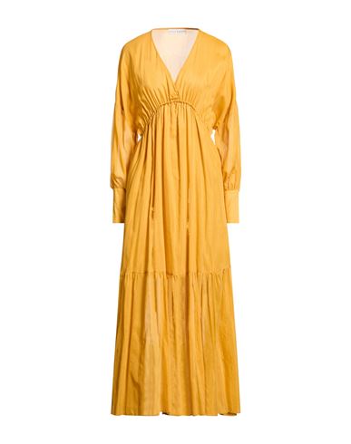 Skills & Genes Woman Maxi Dress Mandarin Size 4 Viscose, Silk In Orange