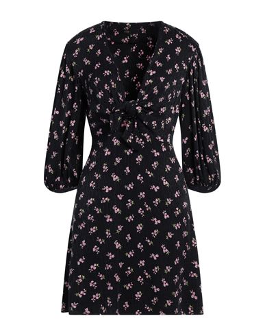 Maje Knotted Floral-print Cupro-blend Jacquard Mini Dress In Black