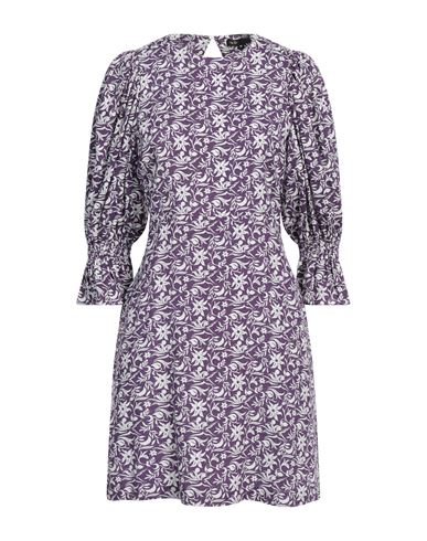 Maje Woman Mini Dress Purple Size 10 Linen, Viscose