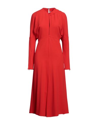 Victoria Beckham Woman Midi Dress Tomato Red Size 8 Viscose, Acetate, Elastane, Polyester