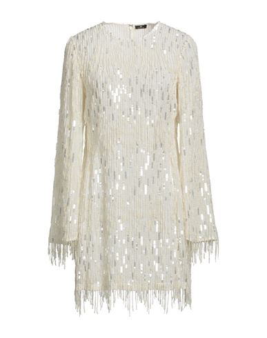 Elisabetta Franchi Woman Mini Dress Ivory Size 6 Polyester, Plastic, Glass In White