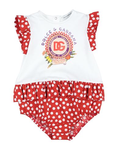 Dolce & Gabbana Newborn Girl Baby Jumpsuits & Overalls White Size 3 Cotton In Red