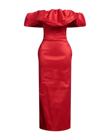 Shop Kika Vargas Woman Midi Dress Red Size S Polyester, Nylon, Elastane