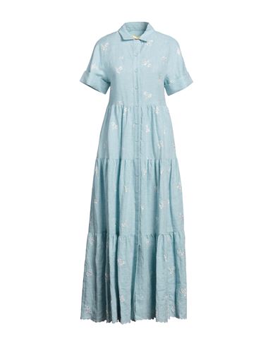 Erdem Woman Maxi Dress Sky Blue Size 4 Linen, Viscose