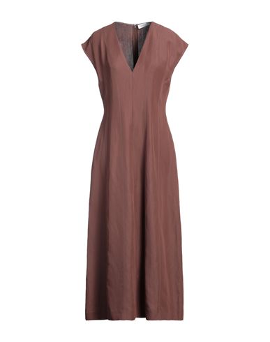 Fabiana Filippi Woman Maxi Dress Chocolate Brown Size 10 Viscose, Linen In Brown