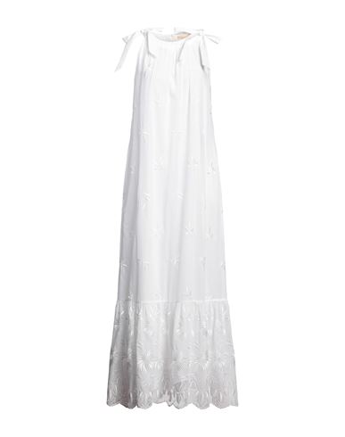 Shop Erdem Woman Maxi Dress White Size 4 Cotton, Silk, Viscose