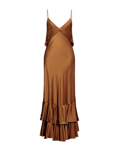 Shop Del Core Woman Midi Dress Camel Size 6 Acetate, Viscose, Silk In Yellow