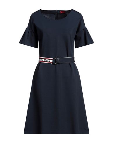 Hugo Woman Midi Dress Midnight Blue Size Xl Viscose, Polyamide, Elastane