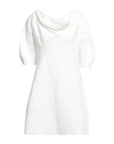 Shop Jil Sander Woman Mini Dress White Size 6 Linen, Viscose