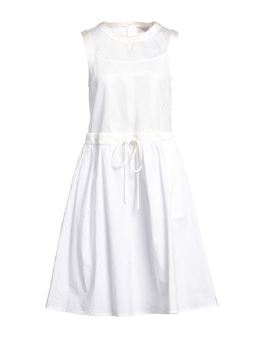 Shop Moncler Woman Midi Dress White Size 6 Cotton, Polyester